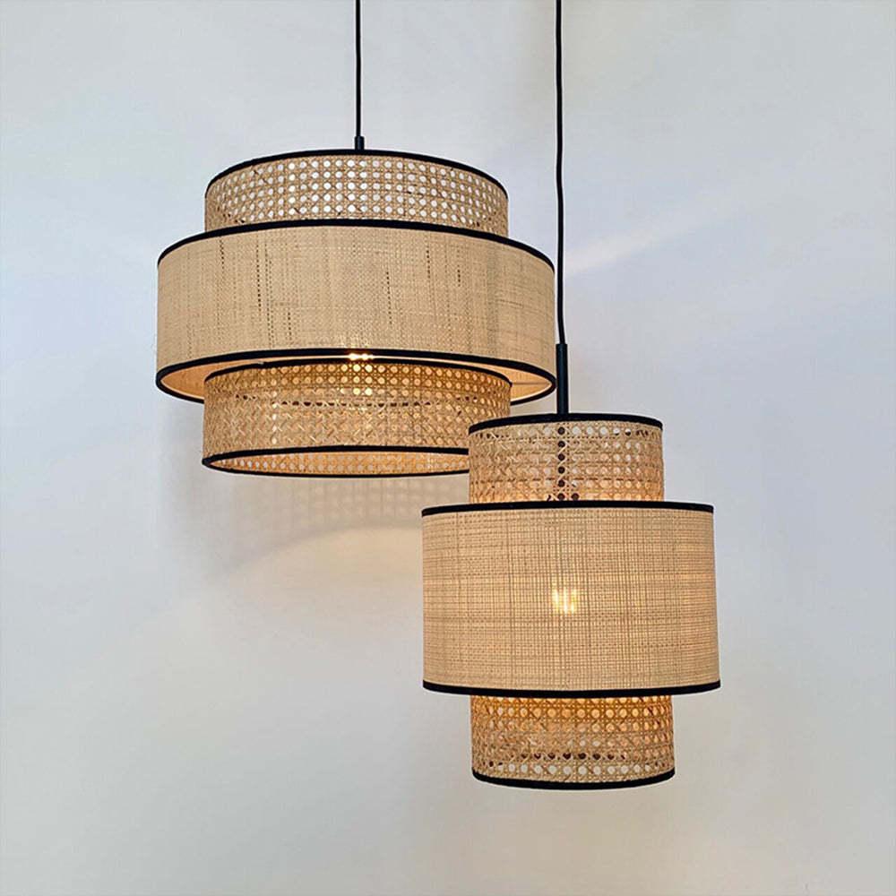 Ritta Wabi Sabi pendant light with rattan shades