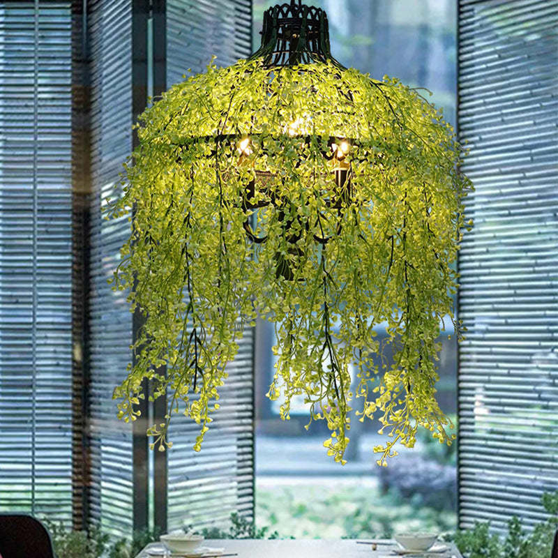 Vireo Industrial Chandelier with Greenery - Bedroom/Living Room