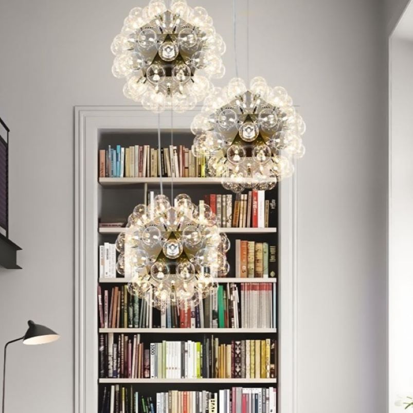 Alessio LED Pendant Light over Bookshelf