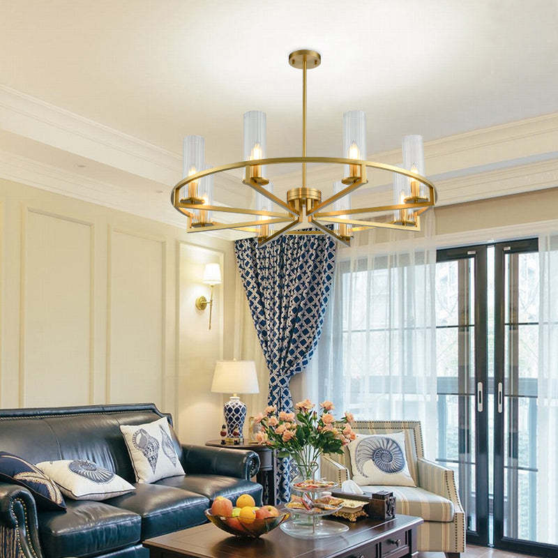 Arisha glass cylinder pendant light in living space