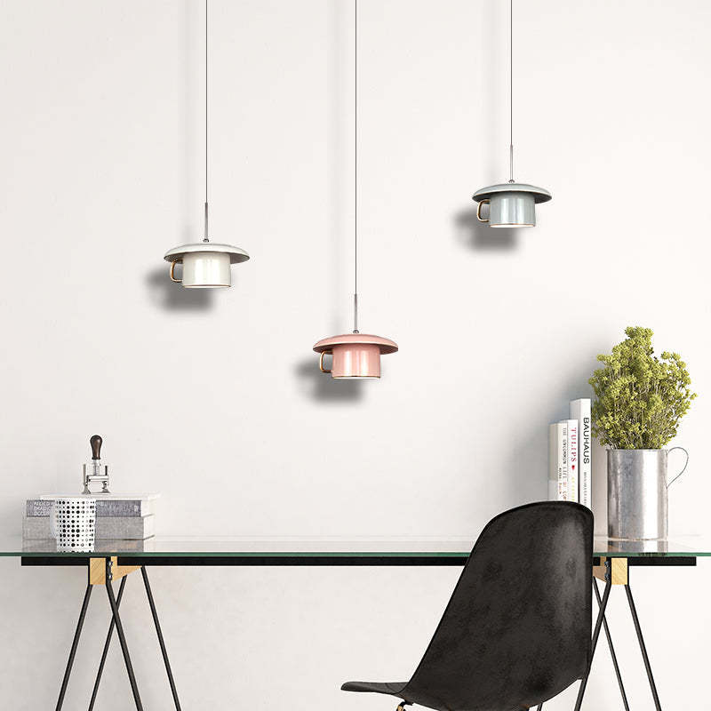 Hailie Urban Cup Pendant Lights in White, Grey, and Pink
