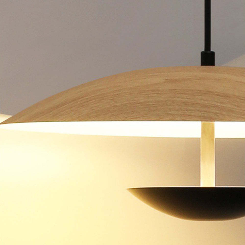 Carins Nordic LED Frisbee Pendant Light - Wood Finish