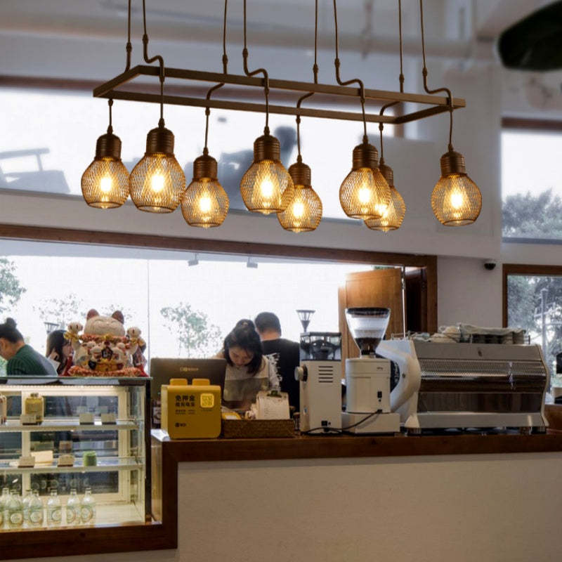 Alessio Multihead Chandelier in Cafe, Vintage Lighting Fixture