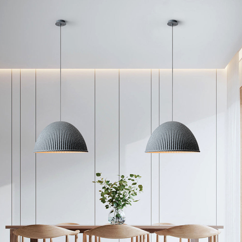 Gray Morandi Pendant Lights over dining table