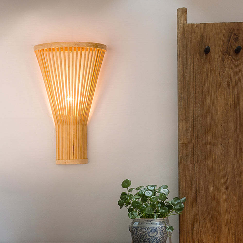 Rattan LED Wall Lamp, Muto Bedside Light with plant