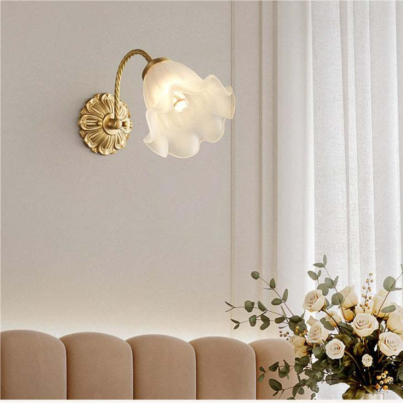 Bella Retro LED Wall Lamp - Floral Glass Diffuser