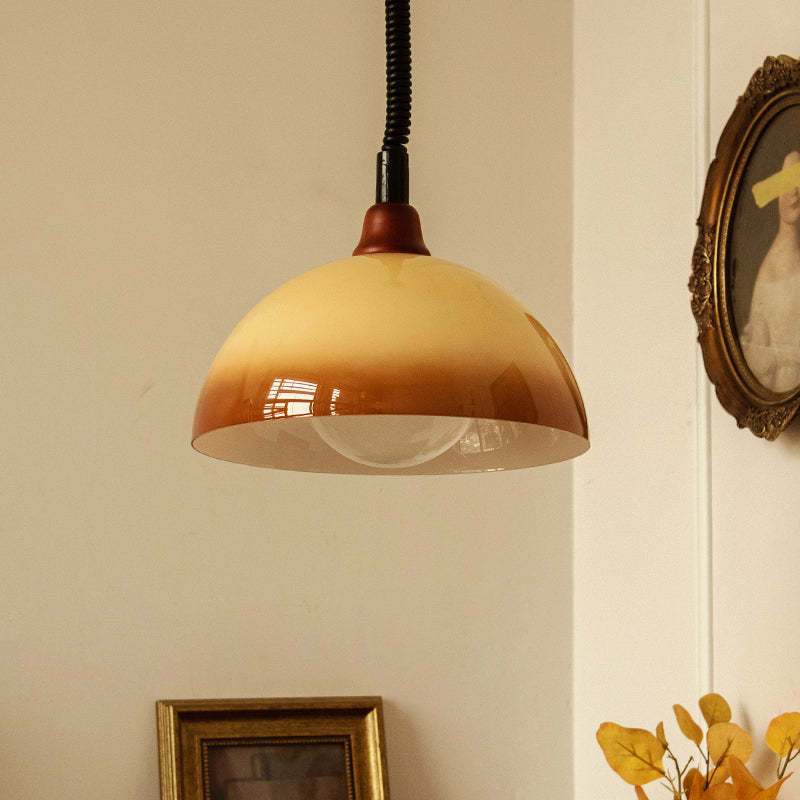 Hailie Retro Pendant Light - Amber Glass, Dining Room