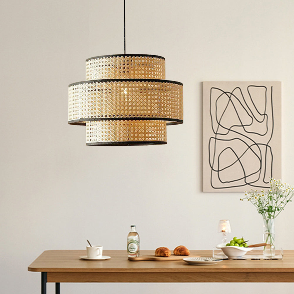 Ritta Japanese Rattan Pendant Light in Dining Room