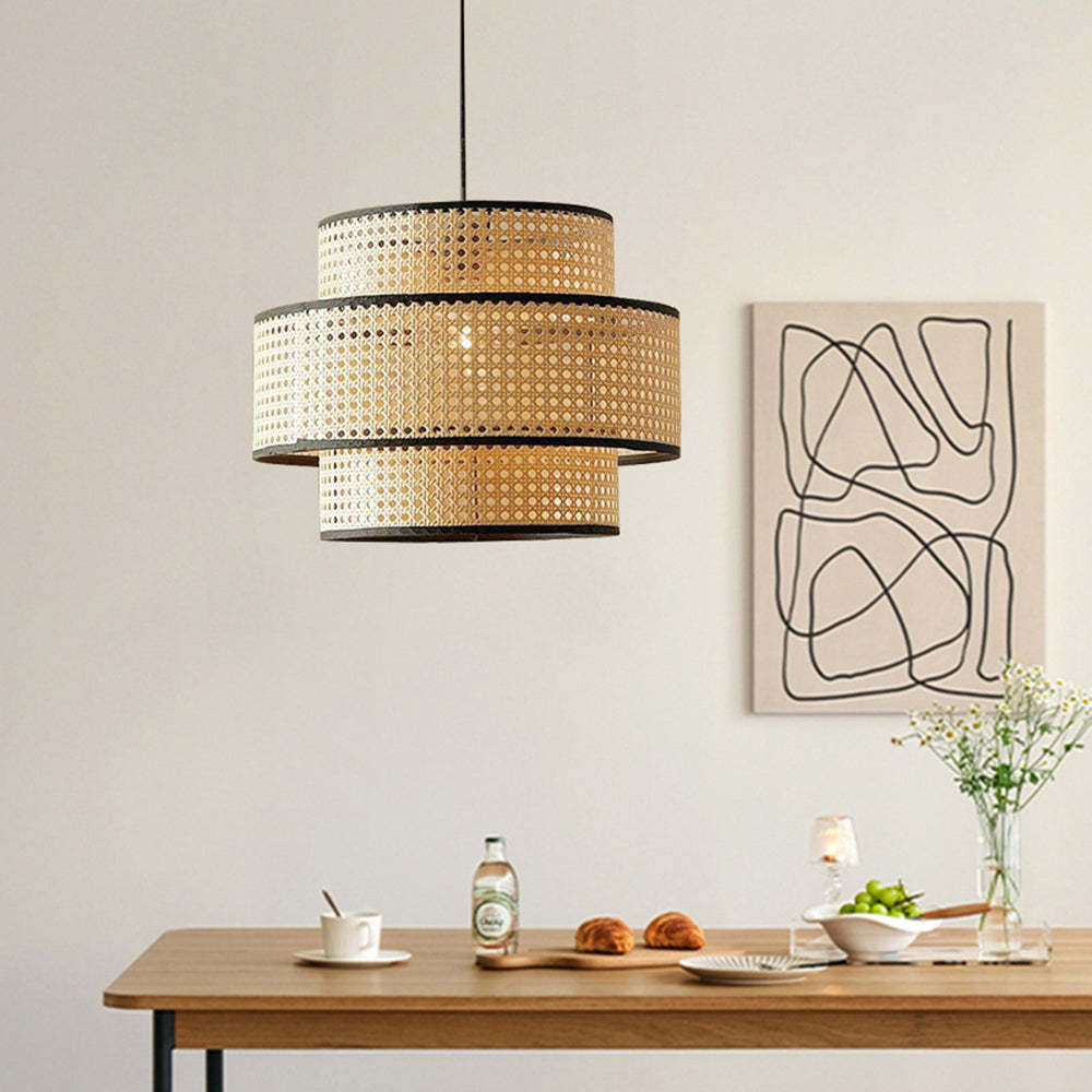 Ritta Japanese Rattan Pendant Light in Dining Room