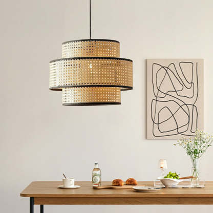 Ritta Japanese Rattan Pendant Light in Dining Room
