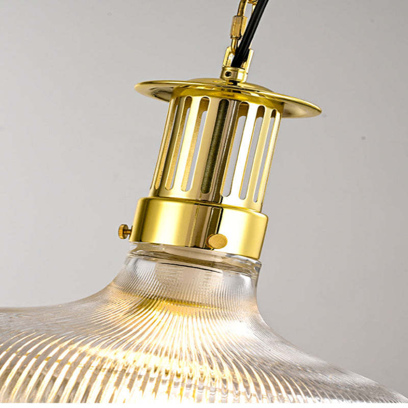 Alessio pendant light, vintage industrial glass & gold fixture