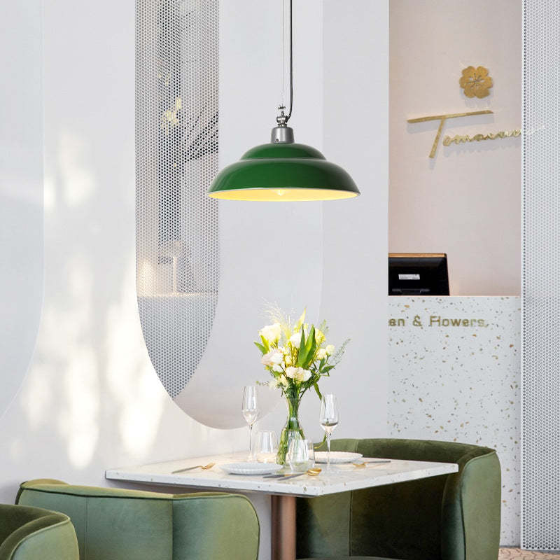 Vintage Industrial LED Pendant Light Green Metal Restaurant | Las Sola