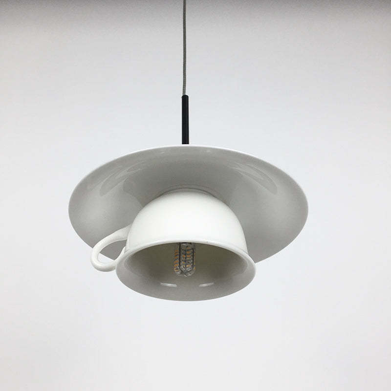 Modern ceramic pendant light with cup and saucer design