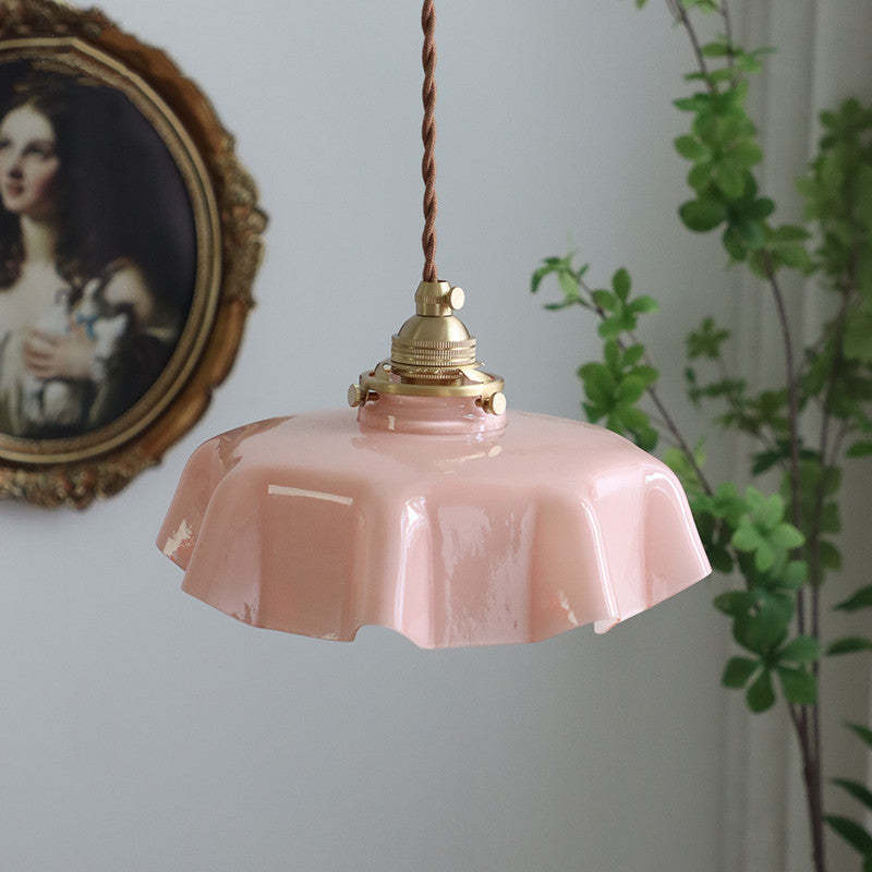 Pink Hailie Vintage LED Pendant Light, Glass Shade