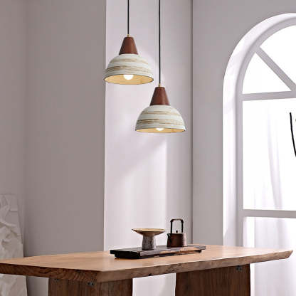 Ozawa Nordic Pendant Lights over wooden dining table