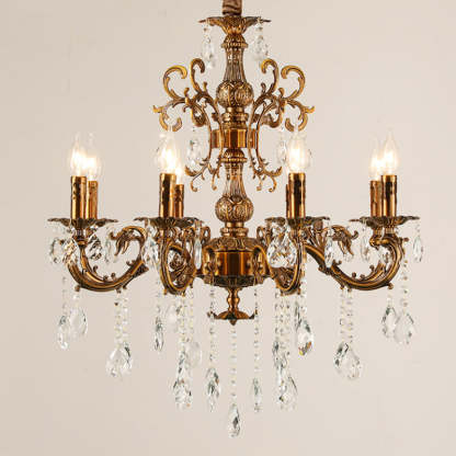 Silva Chandelier, crystal and bronze, bedroom lighting