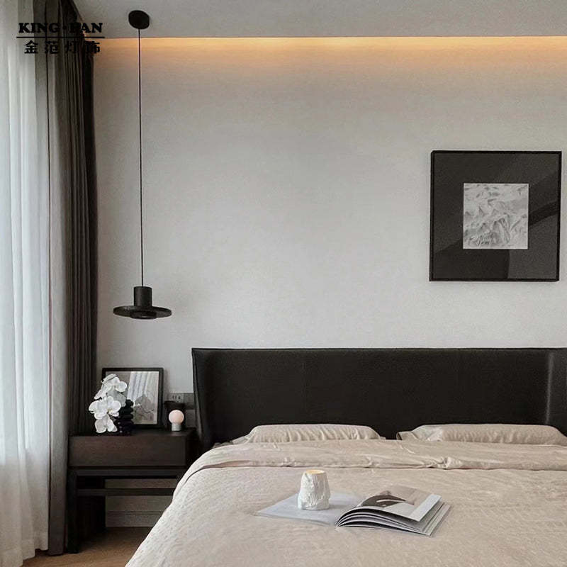 Zaid Black Pendant Light bedroom setting
