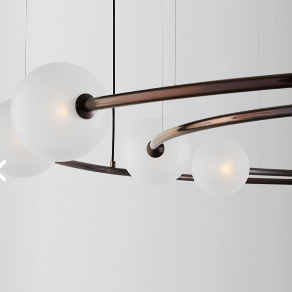Valentina pendant light with frosted glass globes.