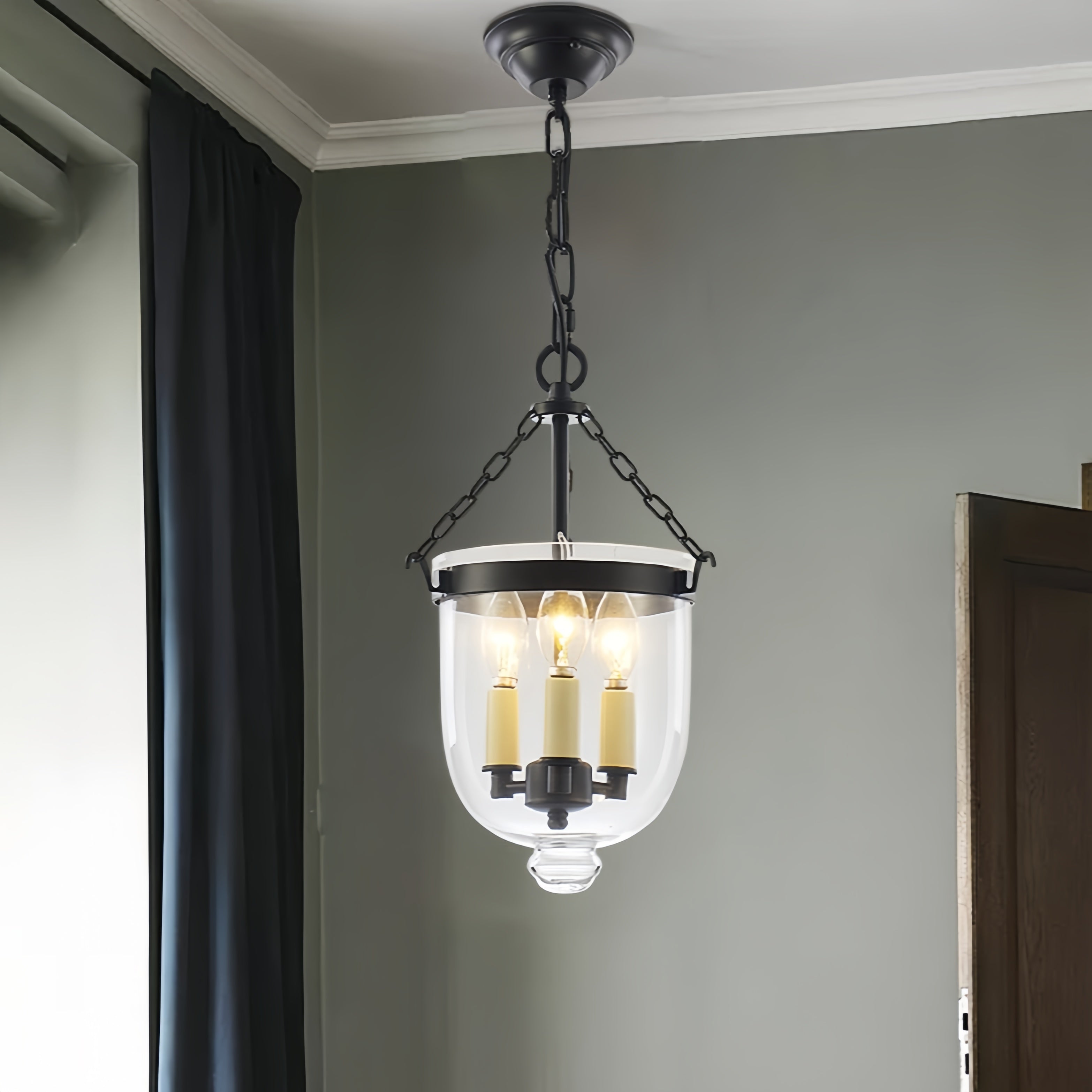 Alessio Industrial Pendant Light with glass shade