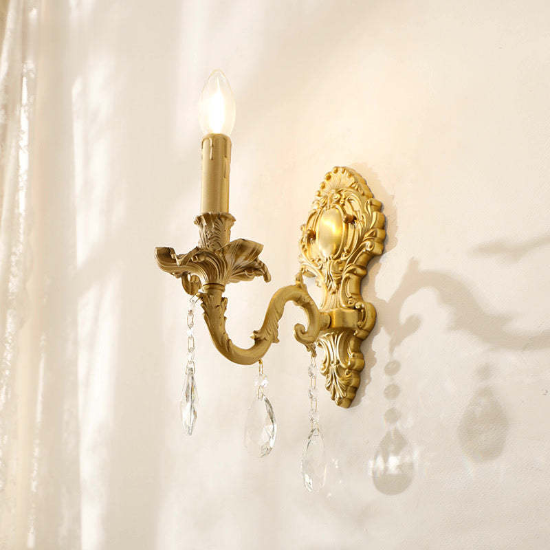 Brass Alessio crystal wall light, vintage style lighting
