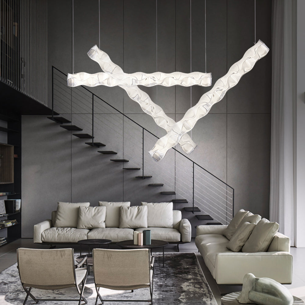 Modern Living Room with Nazifa Pleated Pendant Light