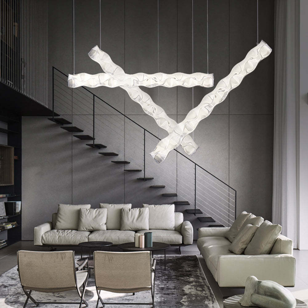 Modern Living Room with Nazifa Pleated Pendant Light