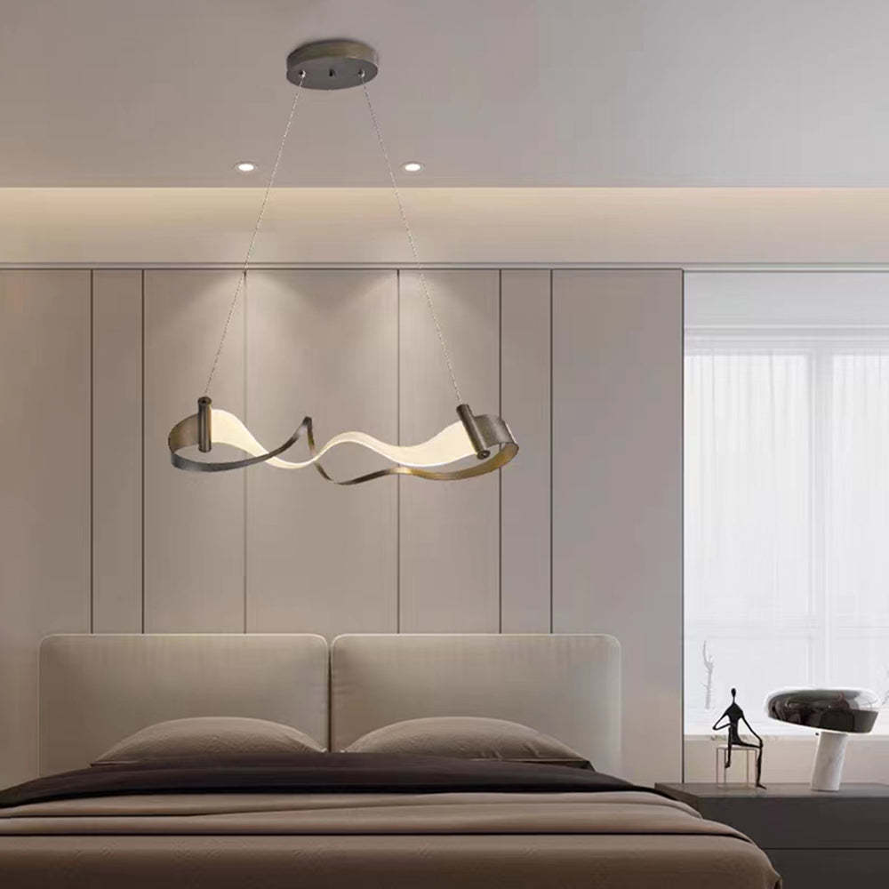 Louise Wavy Metal Pendant Light in Bedroom