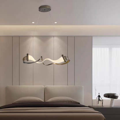 Louise Wavy Metal Pendant Light in Bedroom