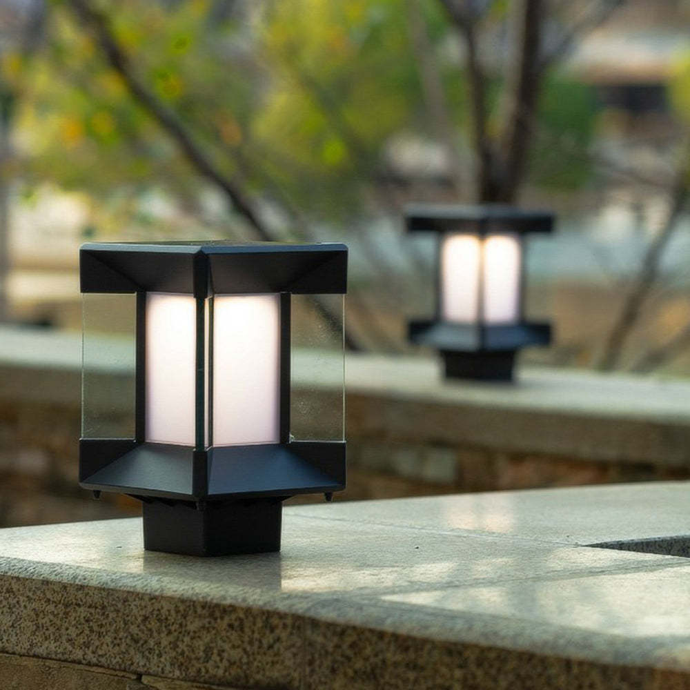 Riley Modern Rectangular Metal Glass Outdoor Lamp -