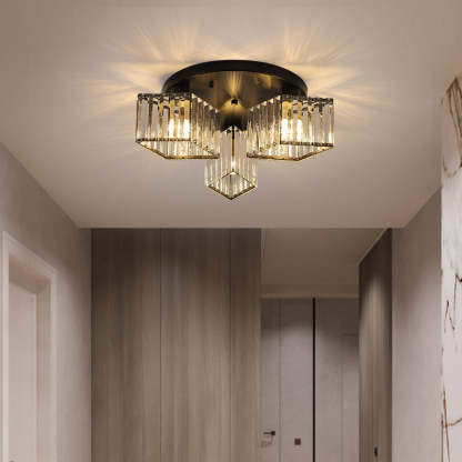 Eryn Modern Flush Mount Ceiling Light in hallway, crystal fixture