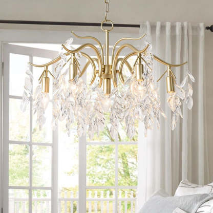 Gold Marilyn Crystal Chandelier, Living Room Lighting