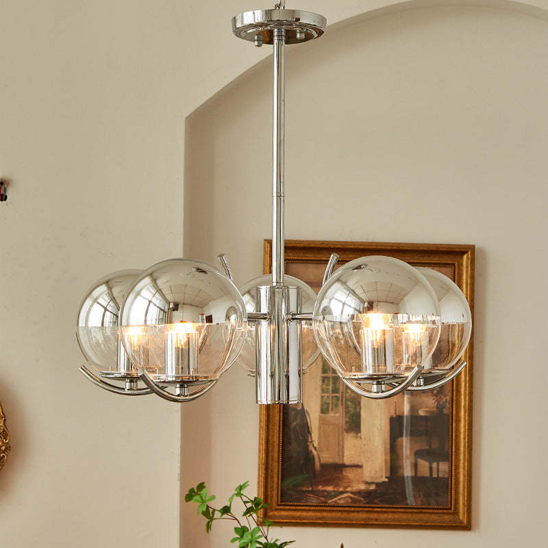 Valentina pendant light, chrome finish with glass globes