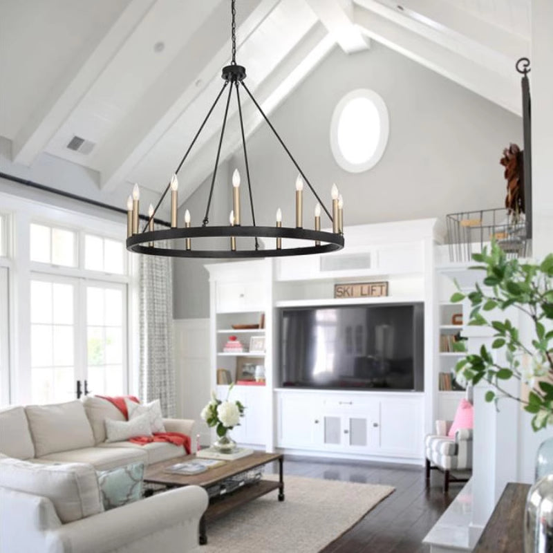 Silva Modern Industrial LED Chandelier in a Living Room
