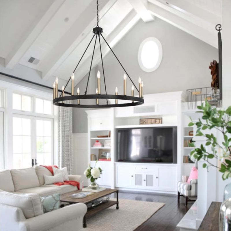 Silva Modern Industrial LED Chandelier in a Living Room