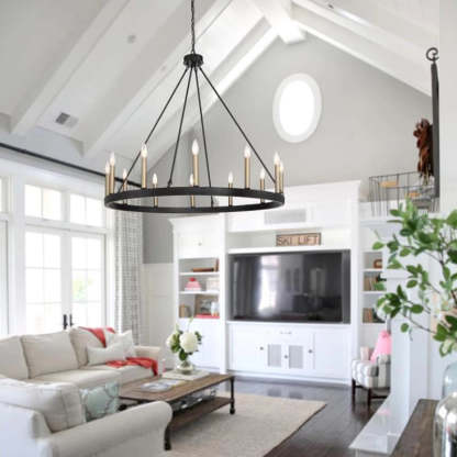 Silva Modern Industrial LED Chandelier in a Living Room