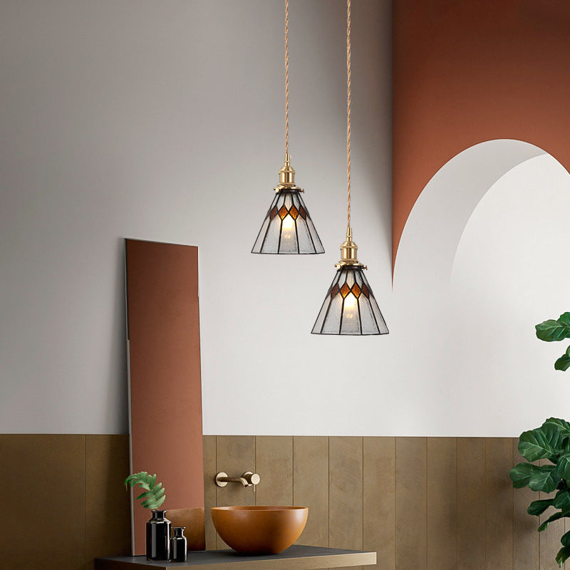 Hailie Vintage Pendant Light, Glass Shade, Bathroom Lighting