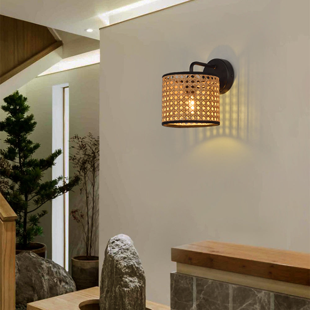 Ritta wall lamp illuminates hallway, rustic design