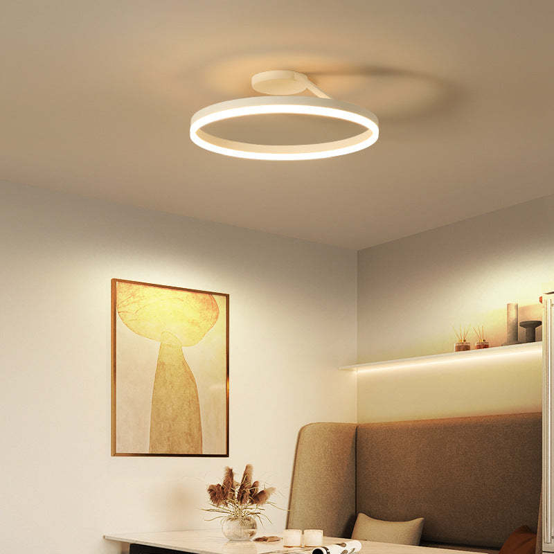 White circle LED ceiling light in bedroom Arisha Modern Circle Flush Mount Ceiling Light Bedroom