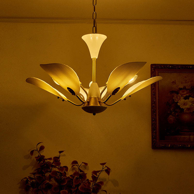 Alessio LED Chandelier: Metal & Acrylic Petal Design