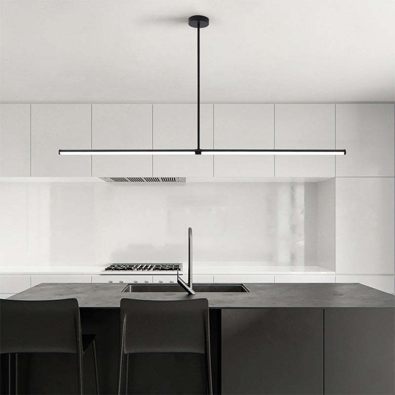 Modern black LED pendant light in kitchen