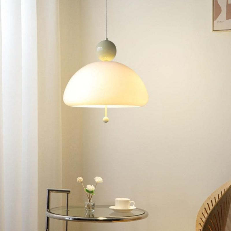 Morandi modern pendant light in a room setting, dome shape