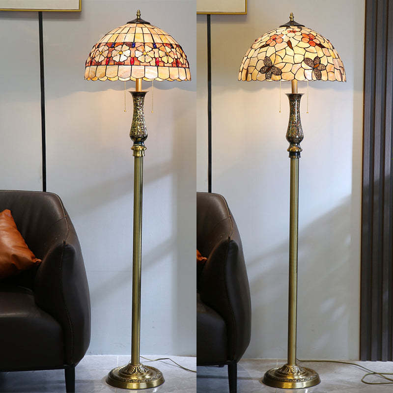 Alessio Butterfly Flower Stained Glass Floor Lamp