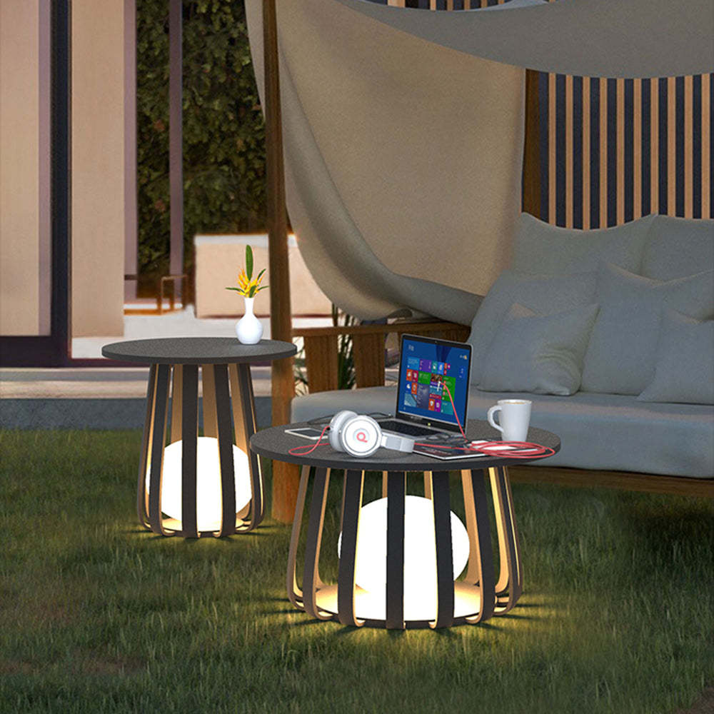 Orr metal outdoor solar floor lamp on lawn