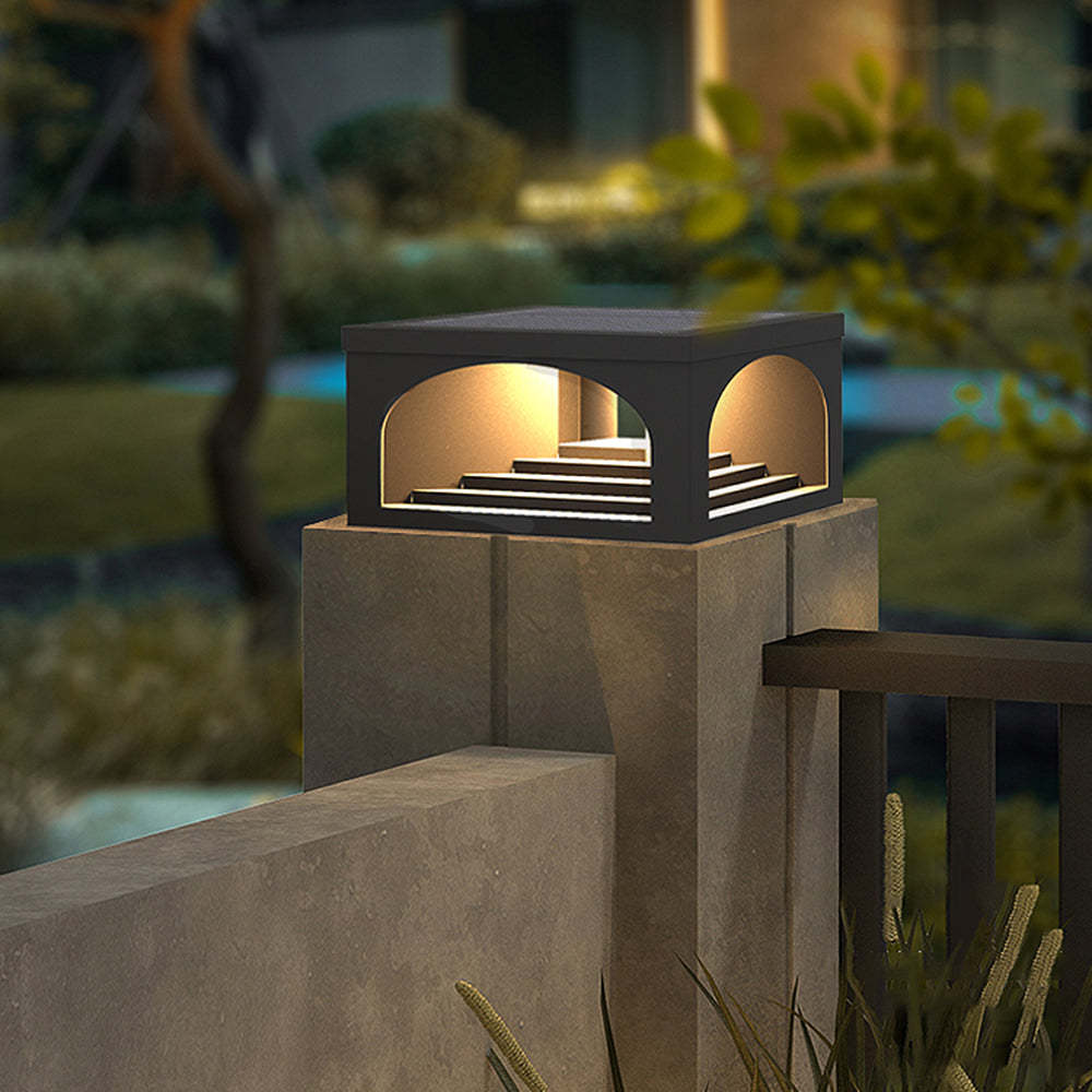 Riley Modern Outdoor Pillar Light with Staircase Design