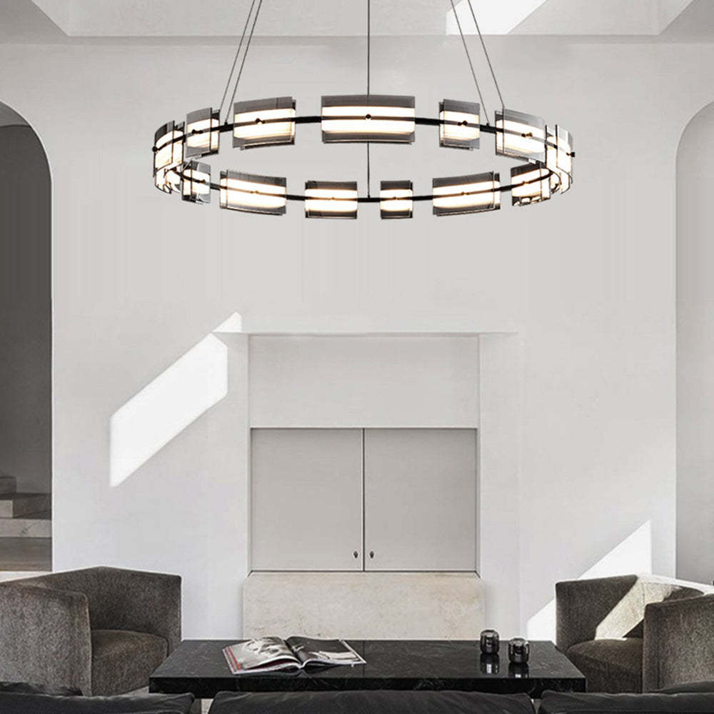 Evette ring pendant light in a modern living room setting