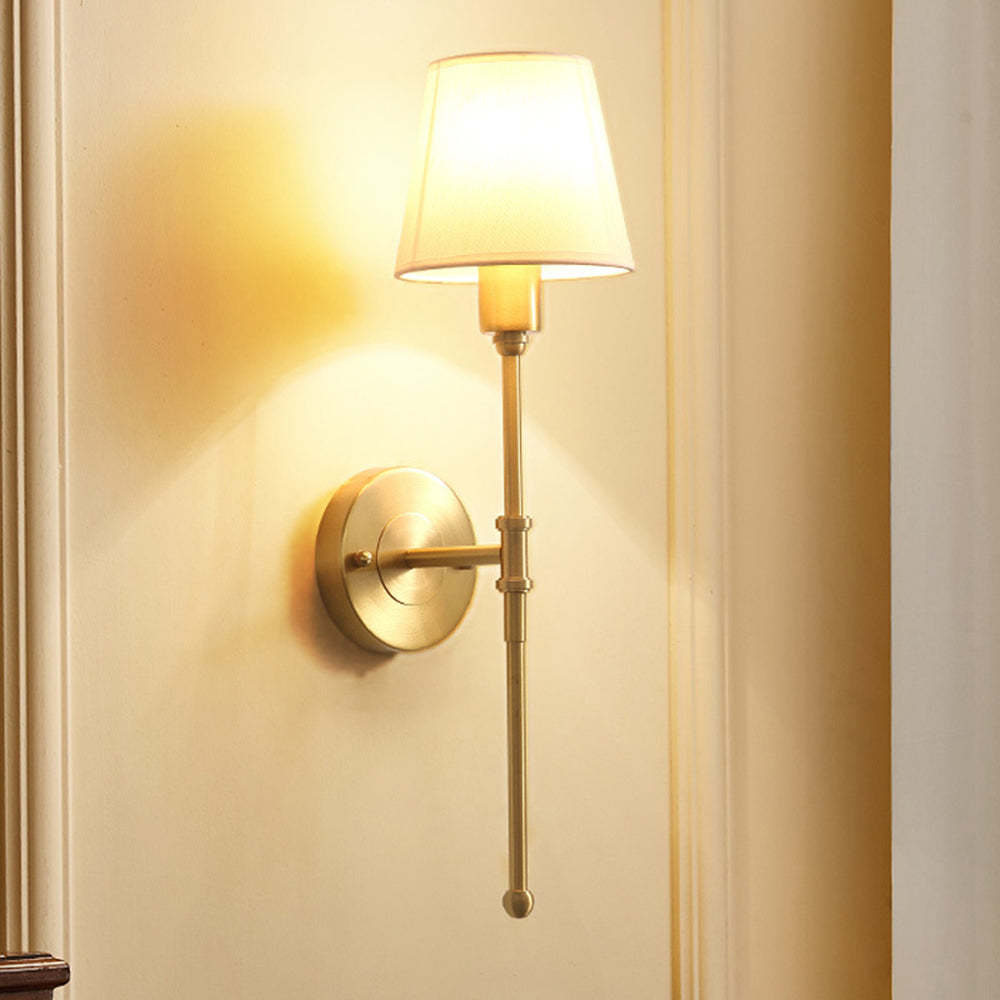 Alessio rustic gold wall lamp with fabric shade