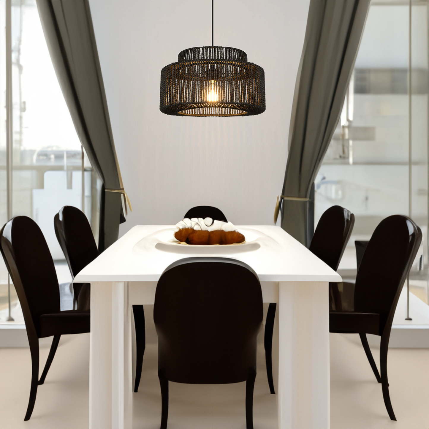 Muto Farmhouse Retro Rustic Drum Hanging Pendant Light