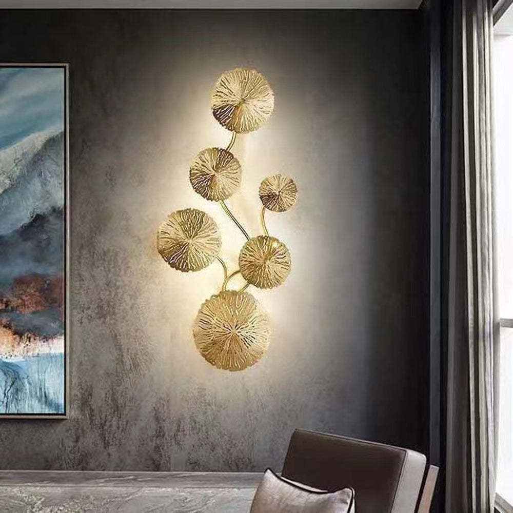 Gold Lotus Leaf Wall Lamp, Modern Interior Lighting