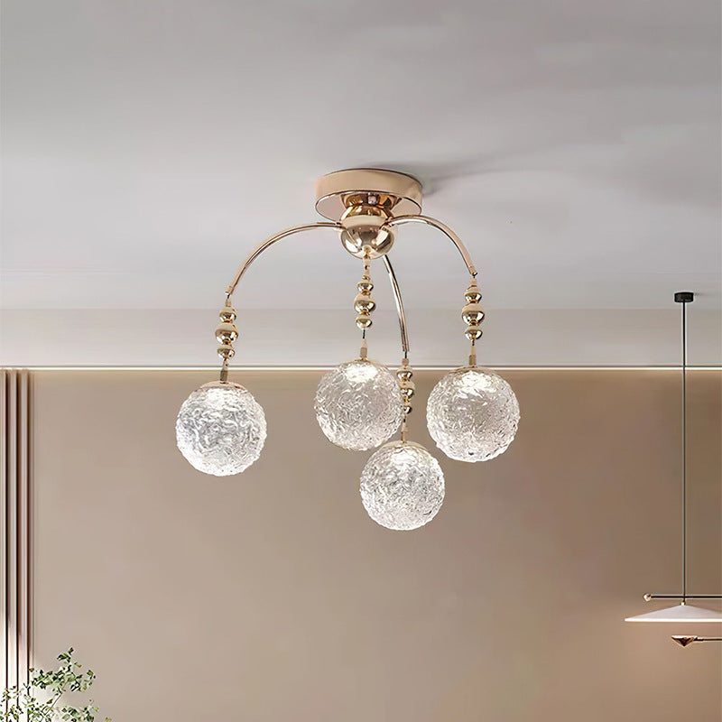 Gold Modern Chandelier with Glass Orb Shades - Valentina Collection