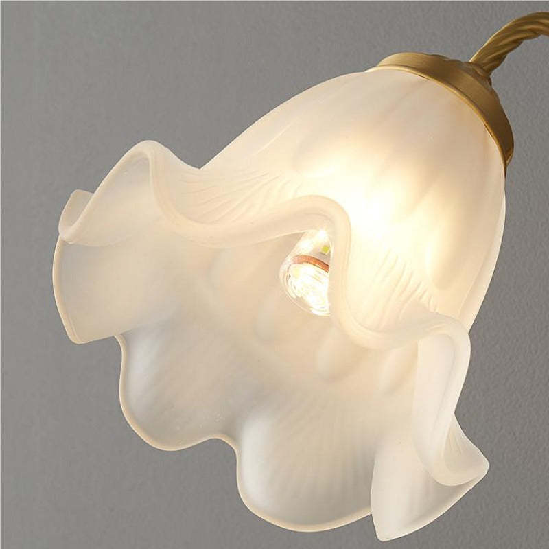 Bella Wall Lamp: Frosted Flower Glass, Gold Base
